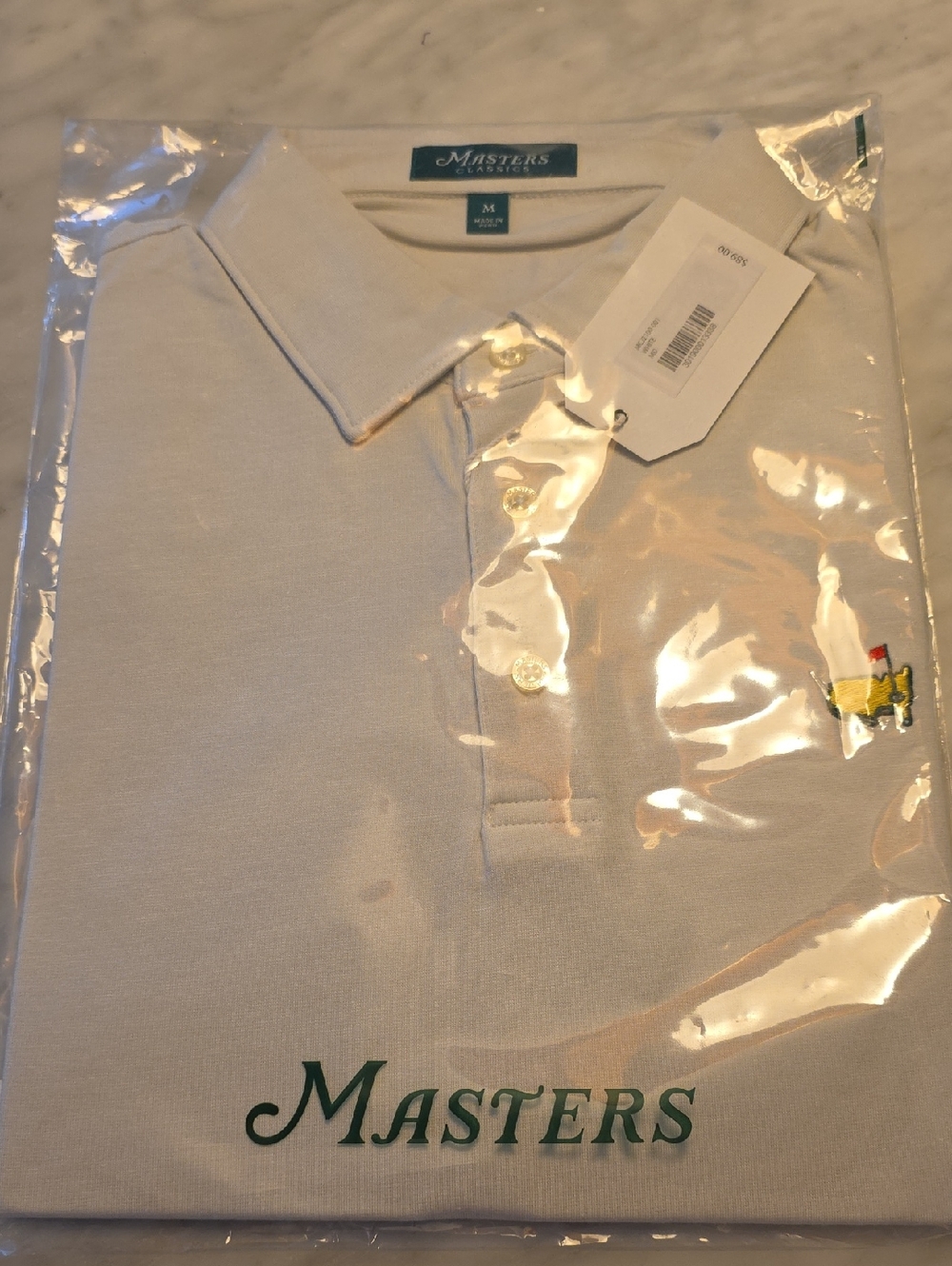 Masters White Polo Shirt with Embroidered Logo - NWT